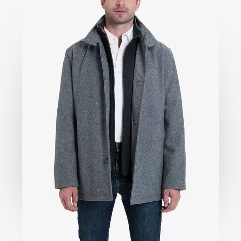 London Fog Men's Wool-Blend Layered Car Coat,
Size: S,